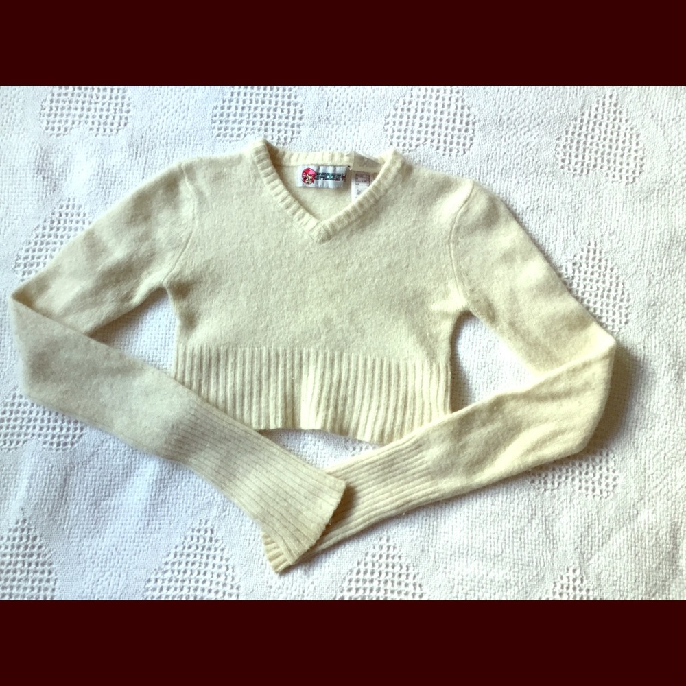 Bolero crop wool sweater shrug cream xs